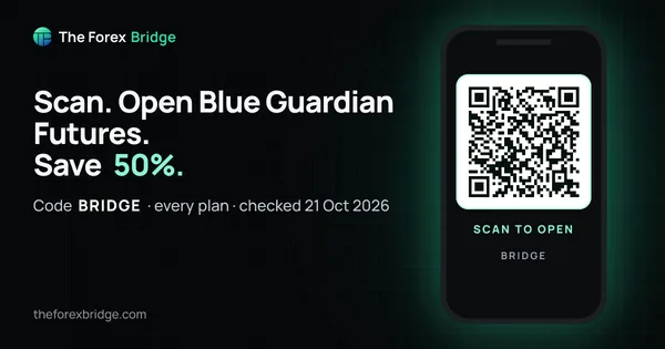 Blue Guardian Futures coupon code BRIDGE: 50% off