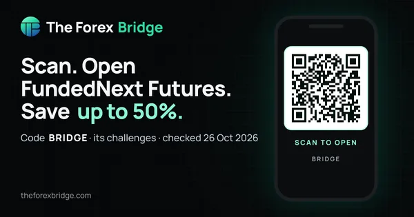 FundedNext Futures coupon code BRIDGE: up to 50% off