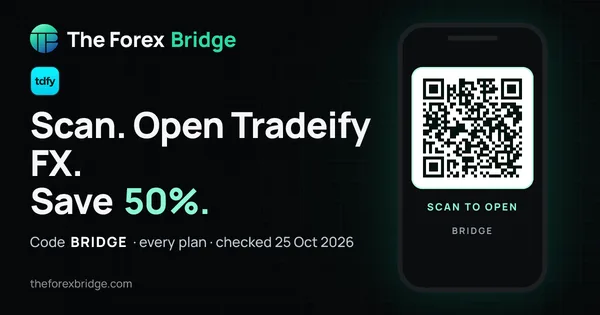 Tradeify FX coupon code BRIDGE: 50% off